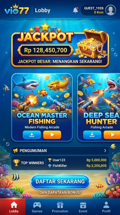 Tampilan antarmuka pengguna yang menarik di aplikasi vio77.